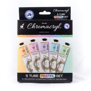 CHROMACRYL ACRYLIC PAINT SET 5X75ML PASTEL COLOUR