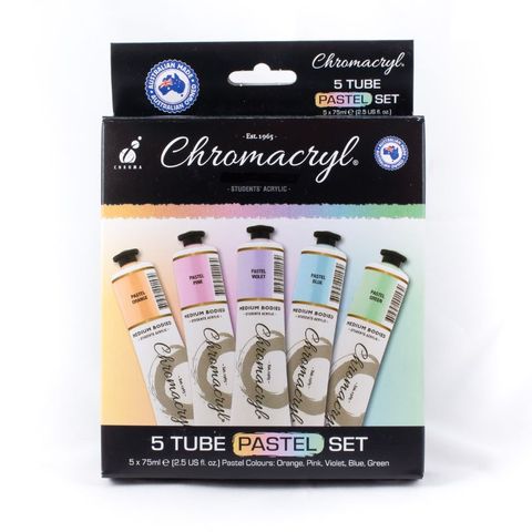 CHROMACRYL ACRYLIC PAINT SET 5X75ML PASTEL COLOUR