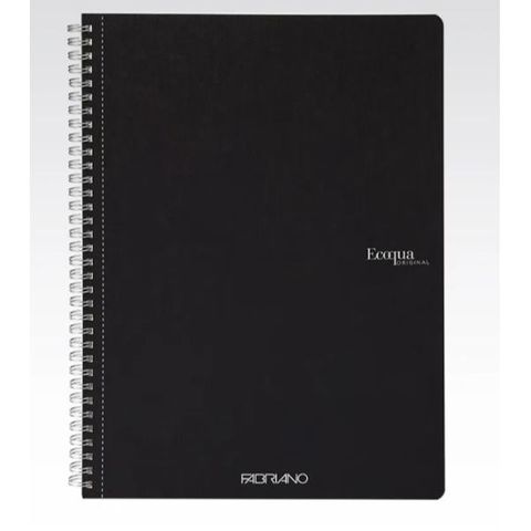 FABRIANO ECOQUA SPIRAL BOOK A4 LINED BLACK