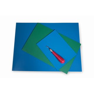 DOUBLE SIDED SOFT GREEN/BLUE LINO 200X300MM