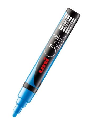 UNI CHALK MARKER 1.8-2.5MM BULLET TIP LIGHT BLUE