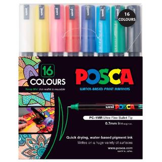 POSCA MARKER 0.7MM ULTRA FINE ASSTD SET 16