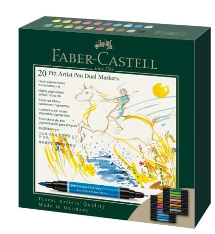 FABER PITT ARTIST PEN DUAL ENDED BOX OF 20