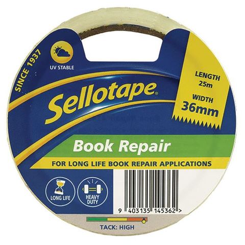 SELLOTAPE BOOK REPAIR TAPE 36MMX25M CLEAR