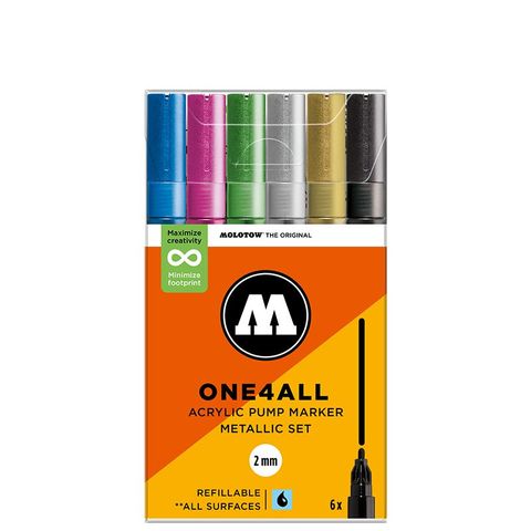 MOLOTOW ONE4ALL 2MM 127HS SET 6 METALLIC