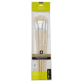 PEBEO 4 LONG BRUSH SET ROUND/FLAT WHITE BRISTLE