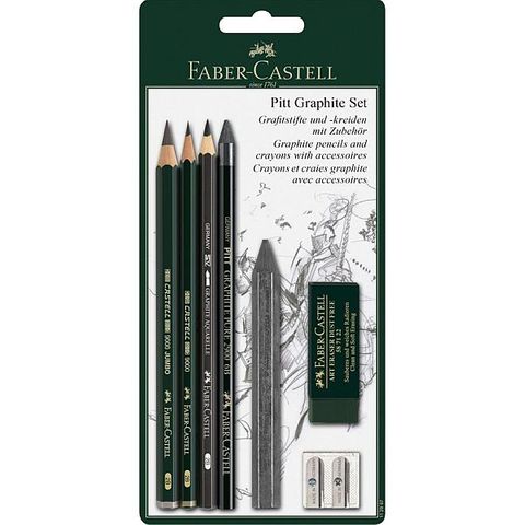 FABER PITT GRAPHITE STARTER SET 7 PIECES