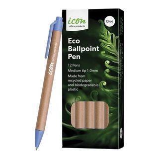 ICON ECO BALLPOINT RETRACTABLE PEN BLUE BOX 12