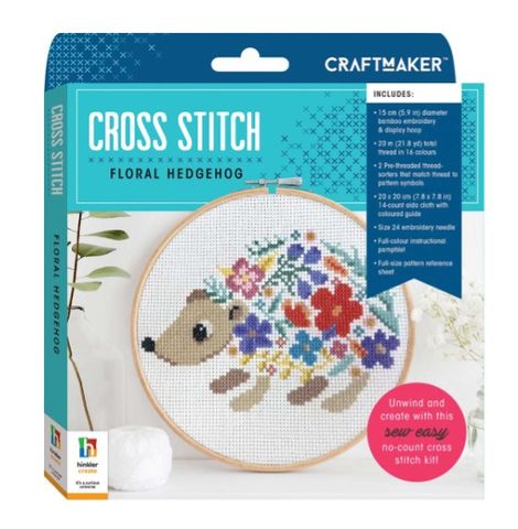 CRAFT MAKER CROSS STITCH KIT FLORAL HEDGEHOG