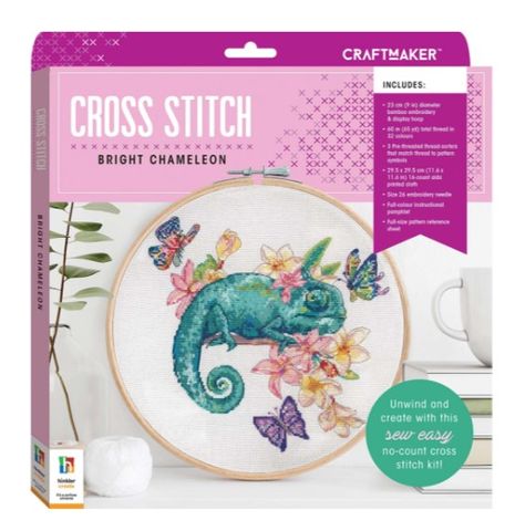 CRAFT MAKER CROSS STITCH BRIGHT CHAMELEON KIT