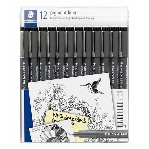 STAEDTLER PIGMENT LINER WALLET 12 BLACK