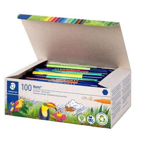 STAEDTLER NORIS FIBRE TIP PEN CLASS PACK 10X10 COL