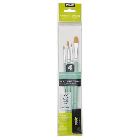 PEBEO 4 SHORT BRUSH SET FILBERT YELLOW POLYAMIDE