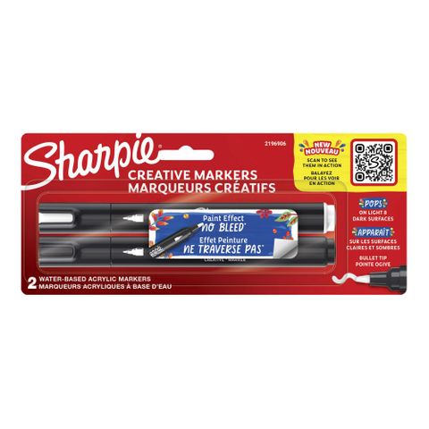 SHARPIE CREATIVE MARKERS BULLET TIP BLK & WHT SET2