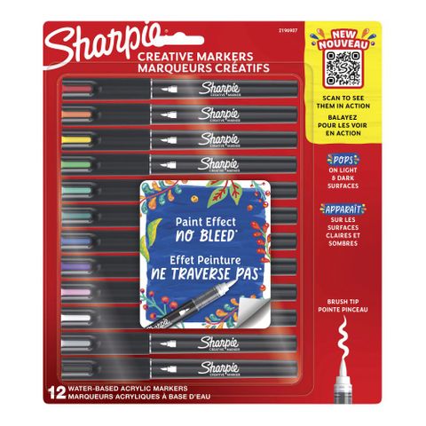 SHARPIE CREATIVE MARKERS BRUSH TIP ASST SET12