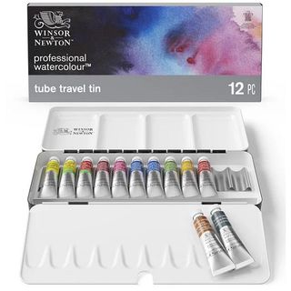 W&N PROFESSIONAL WATERCOLOUR TUBE TRAVEL TIN SET12