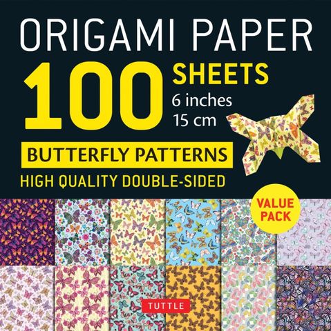 ORIGAMI PAPER BUTTERFLIES 100 SHEETS 15CM