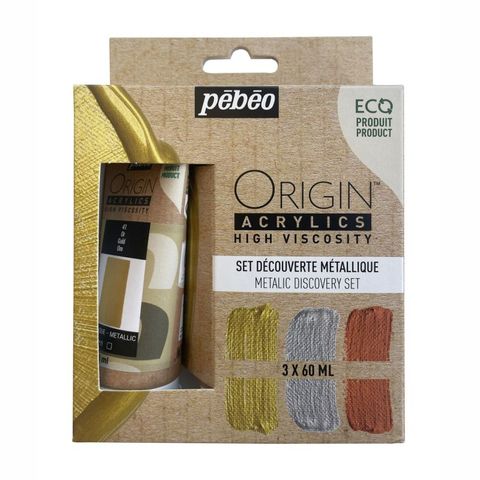 PEBEO ORIGIN ACRYLIC SET 3 X 60ML METALLIC