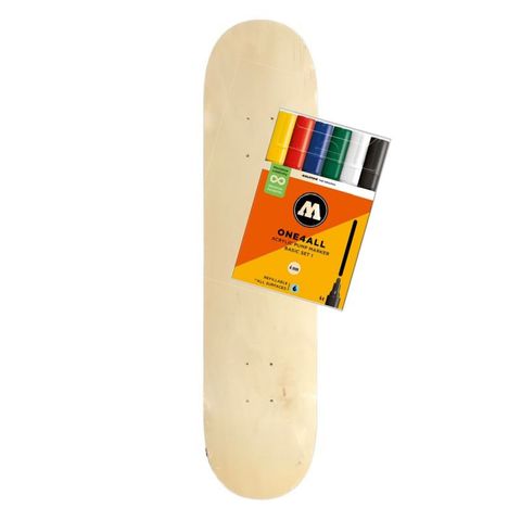 SKATEBOARD DECK + MOLOTOW ONE4ALL SET 6 MARKERS