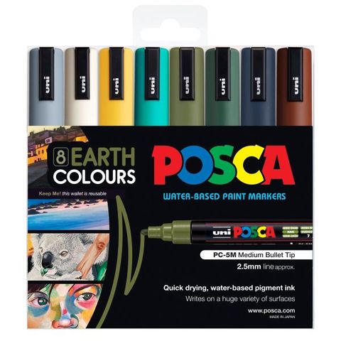 POSCA MARKER MED BULLET 1.8-2.5 EARTH COLOUR SET8