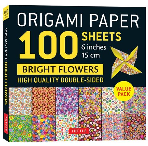 ORIGAMI PAPER BRIGHT FLOWERS 15CM 100 SHEETS