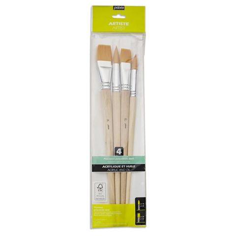 PEBEO 4 LONG BRUSH SET ROUND/FLAT YELLOW POLYAMIDE