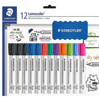 LUMOCOLOR WHITEBOARD MARKER BULLET TIP SET12+ERASE