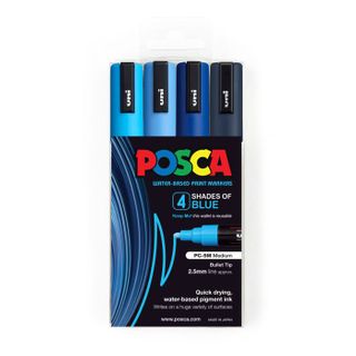 POSCA MARKER M BULLET 1.8-2.5MM BLUE SHADES SET4