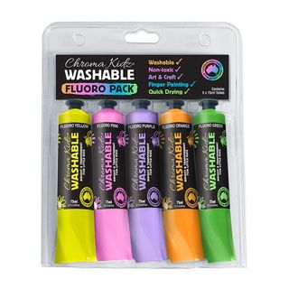 CHROMA KIDZ WASHABLE ACRYLIC FLURO PAINT 75ML SET5