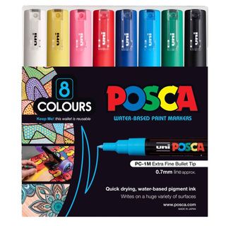 POSCA MARKER EXTRA FINE BULLET 0.7-1MM SET 8