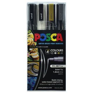 POSCA MARKER FINE BULLET 0.9-1.3MM ASSTD SET4