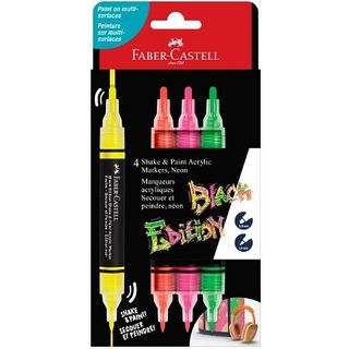 FABER BLACK EDITION SHAKE & PAINT MARKER SET4 NEON