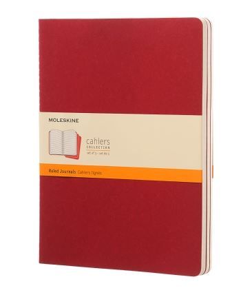 MOLESKINE CAHIER JOURNAL 3 RULED RED XL