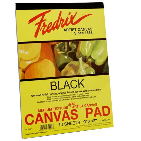 FREDRIX BLACK CANVAS PAD 35001 9 X 12 IN