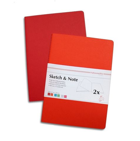 HAHNEMUHLE SKETCH & NOTE 2 X A6 BOOKLETS RED/ORANG