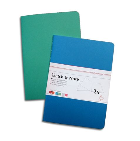 HAHNEMUHLE SKETCH & NOTE 2 X A6 BOOKLETS BLUE/GREE