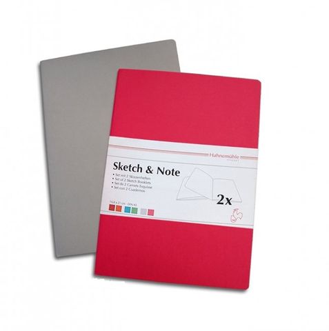 HAHNEMUHLE SKETCH & NOTE 2 X A6 BOOKLETS GREY/PINK