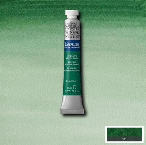 W&N COTMAN W/C 8ML HOOKERS GREEN DARK