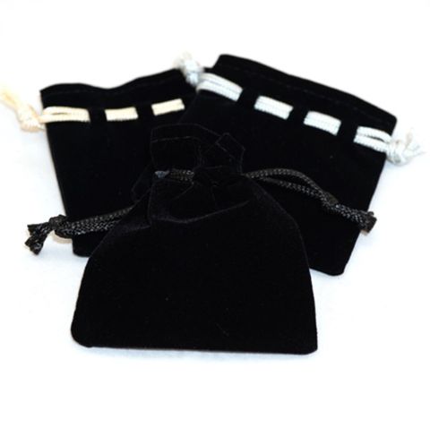 VELVET POUCH MINI BLACK/BLACK 65X70MM