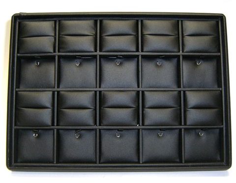 RING & PENDANT TRAY BLACK 20 PADS BLACK VINYL