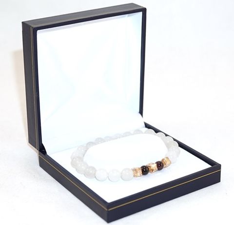 SC6-BRACELET BOX NAVY LEATHERETTE G-INE WHT ISLAND