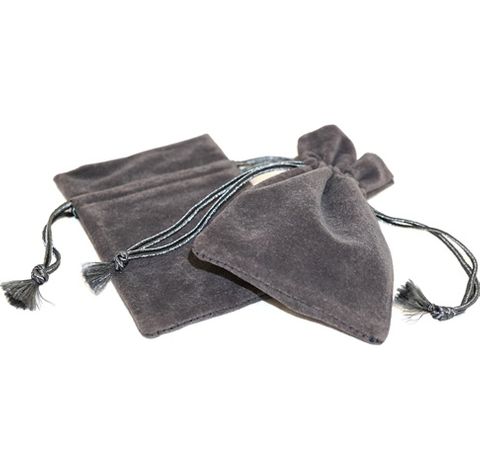 DELUXE PARTITION POUCH CHARCOAL SUEDE MEDIUM