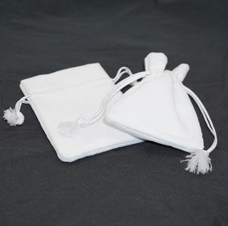 DELUXE PARTITION POUCH WHITE SUEDE MEDIUM