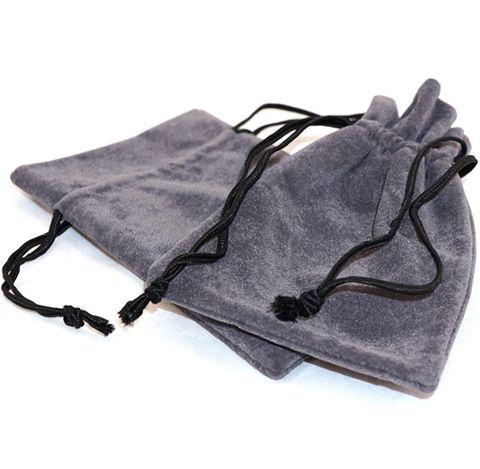 DELUXE PARTITION POUCH CHARCOAL SUEDE LARGE
