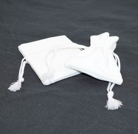 DELUXE PARTITION POUCH WHITE SUEDE SMALL