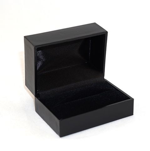 SDR2-DOUBLE RING BOX BLK LEATHERETTE BLK VELV PAD