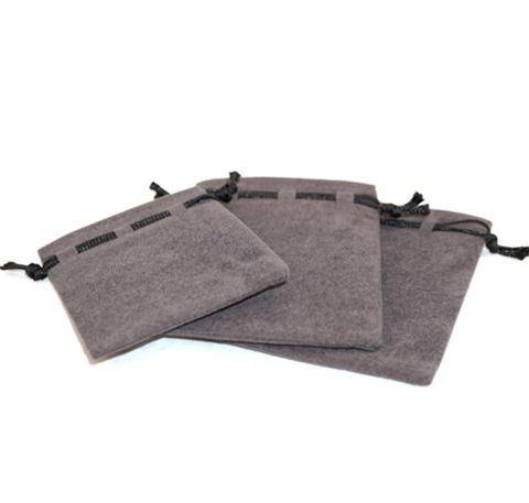 SUEDE POUCH LARGE CHARCOAL/BLACK 85X110MM