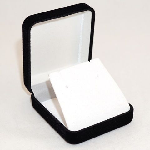 SSE - EARRING BOX BLACK FLOCK WHITE FLAP
