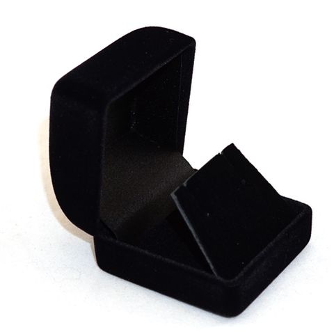 SSR1 - EARRING BOX BLACK FLOCK BLACK VELVET FLAP