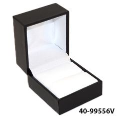 SDR - RING BOX BLACK LEATHERETTE WHITE VINYL PAD